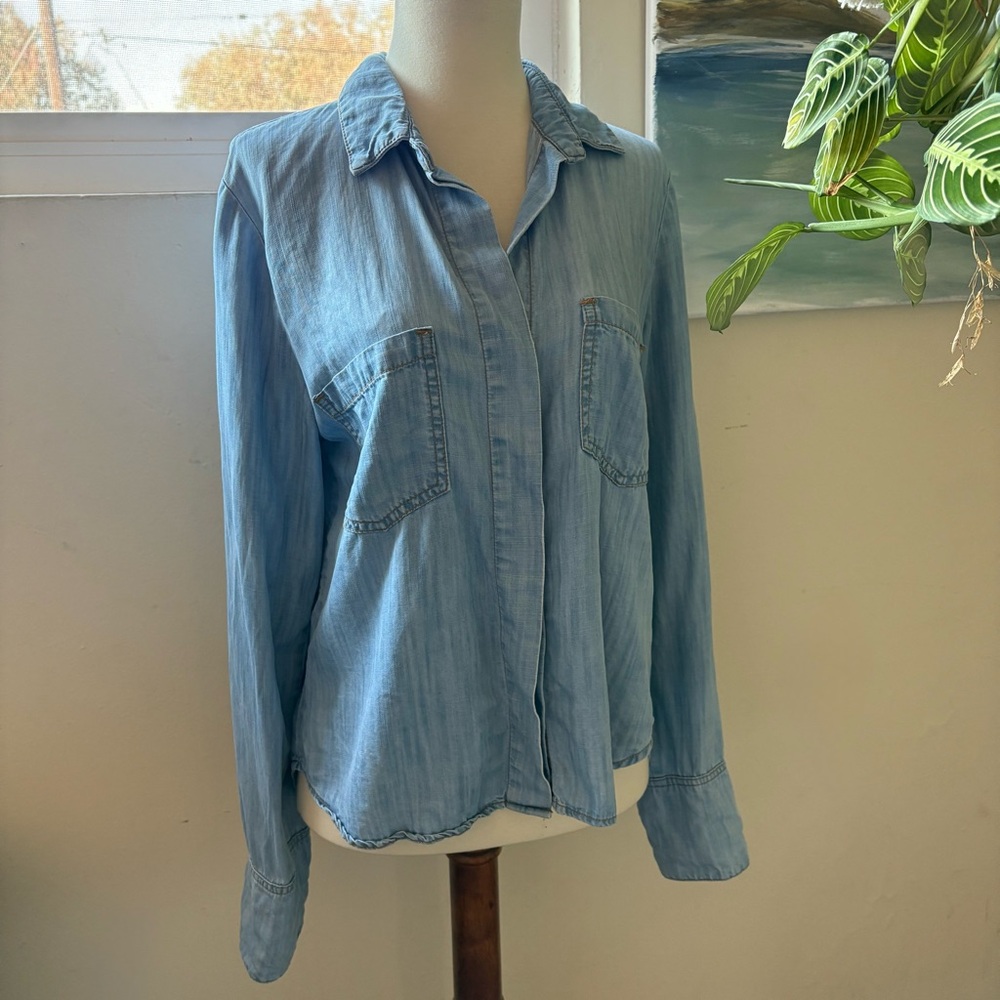 Anthropologie Elevenses Chambray Denim Shirt Small